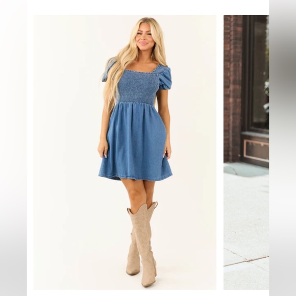 Denim dress with tie back, Mittoshop brand, nwt - Picture 2 of 14